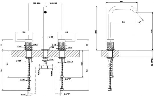 Смеситель для раковины Gessi Intreccio 54111 с фактурными ручками ФОТО