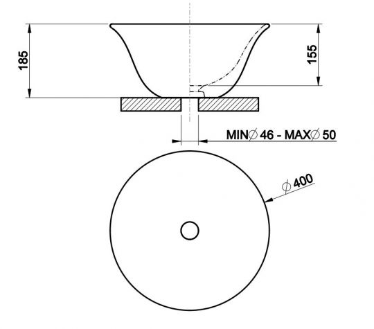 Раковина Gessi Goccia 3912 40х40 схема 2