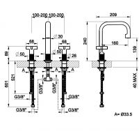 Двухвентильный смеситель для раковины Gessi Inciso + 58114 схема 2