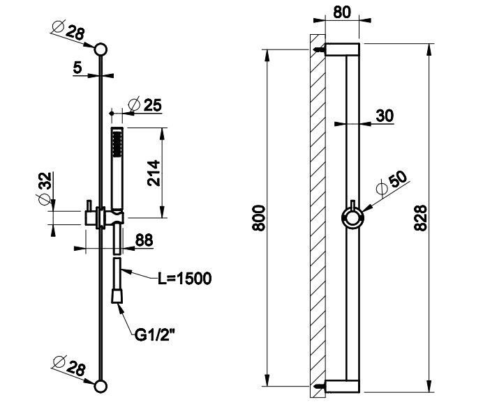 Душевая стойка с ручной лейкой Gessi Bath-Shower316 54044 ФОТО