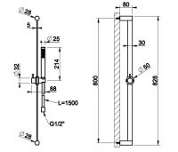 Душевая стойка с ручной лейкой Gessi Bath-Shower316 54044 схема 2