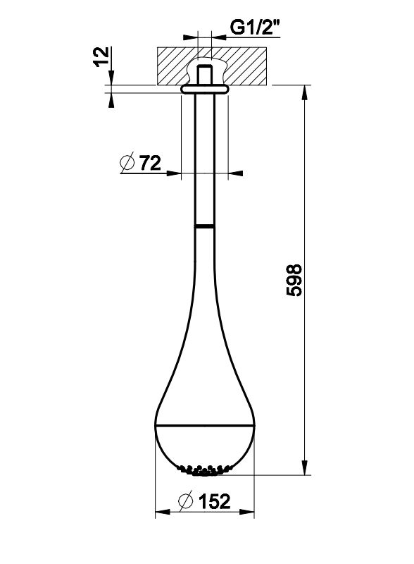 Тропический душ Gessi Goccia 33753 15,2х15,2 высота под заказ схема 2