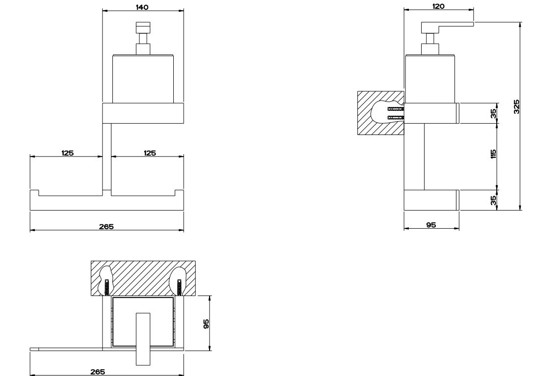 Диспенсер для жидкого мыла с вешалкой в комплекте Gessi Rettangolo 20879 схема 3