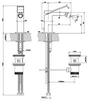 Смеситель Gessi Rettangolo K для биде 53007 схема 2