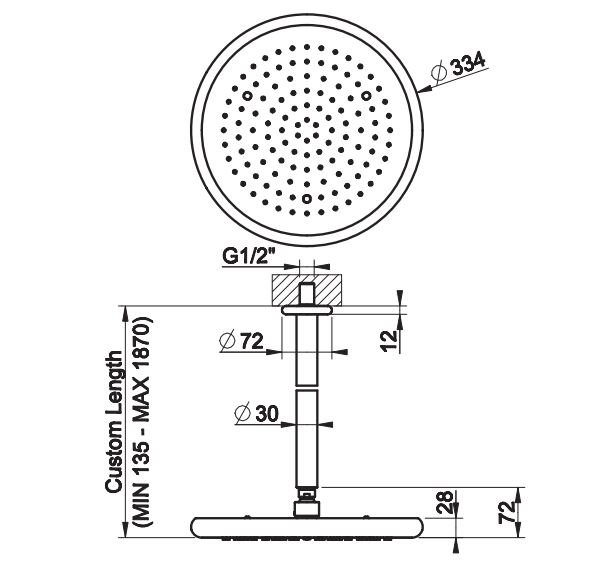 Тропический душ Gessi Goccia 33768 33,4х33,4 схема 2