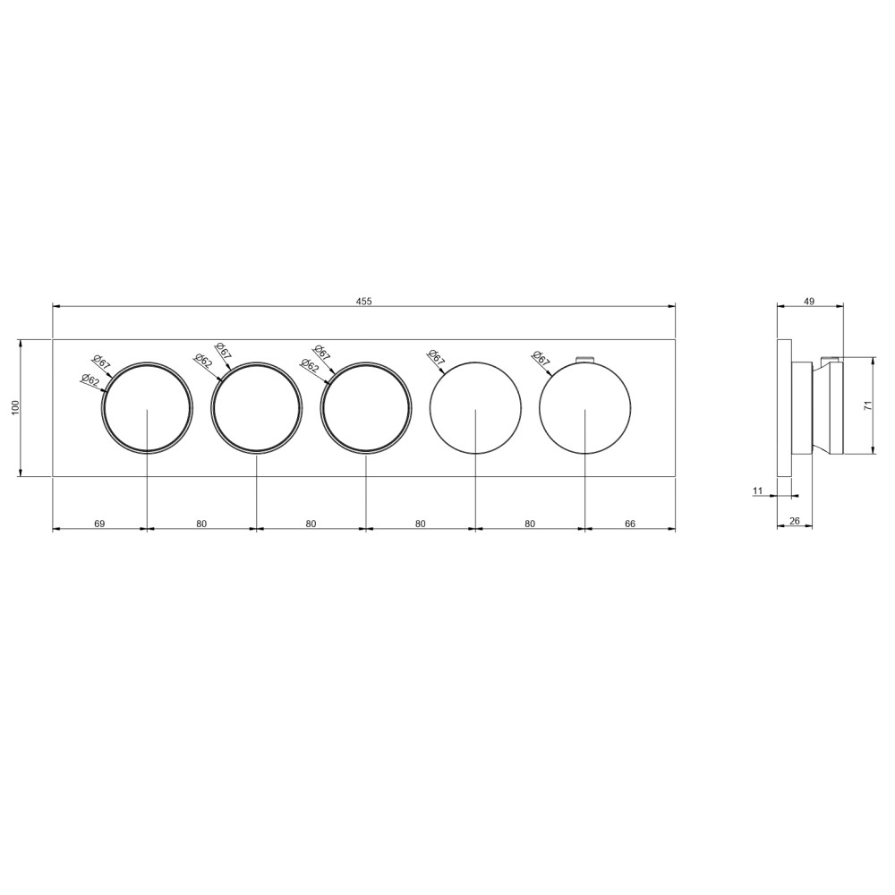 Смеситель термостатический Gessi Origini встроенный 66224 схема 2