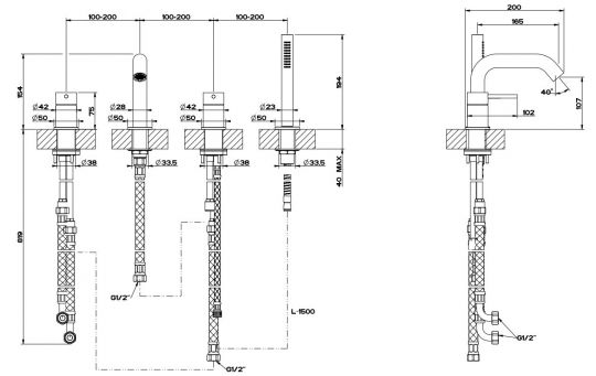 Смеситель для ванны и душа Gessi 316 54037 схема 8