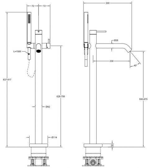 Смеситель для ванны и душа Gessi 316 54028 схема 8