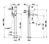 Смеситель для ванны Gessi Habito RIGATO 70528 схема 2