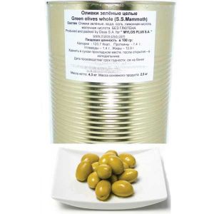 Оливки Зеленые Mylos Plus S.S. MAMMOTH Green Olives большие 4,3 кг - Греция