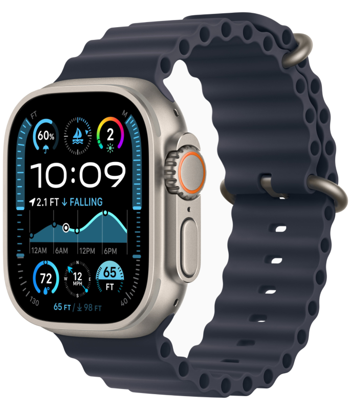 Apple Watch Ultra 2 GPS + Cellular, 49 мм, корпус из бежевого титана, ремешок Ocean темно-синего цвета