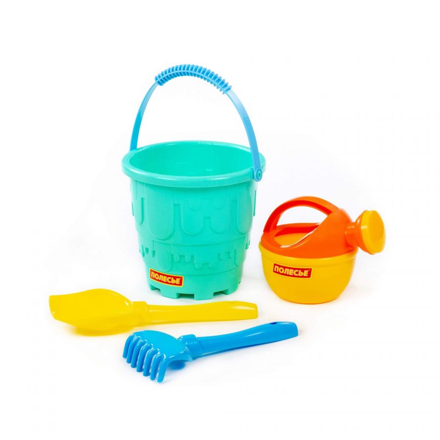 Набор №516: ведро-замок большое, лопатка №5, грабельки №5, лейка малая №4