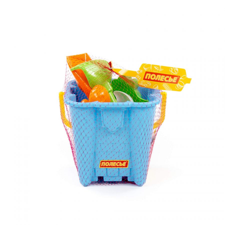 Набор №550: ведро-замок большое №2, лопатка №5, грабельки №5, формочки (краб №2 + морской конёк + черепаха)