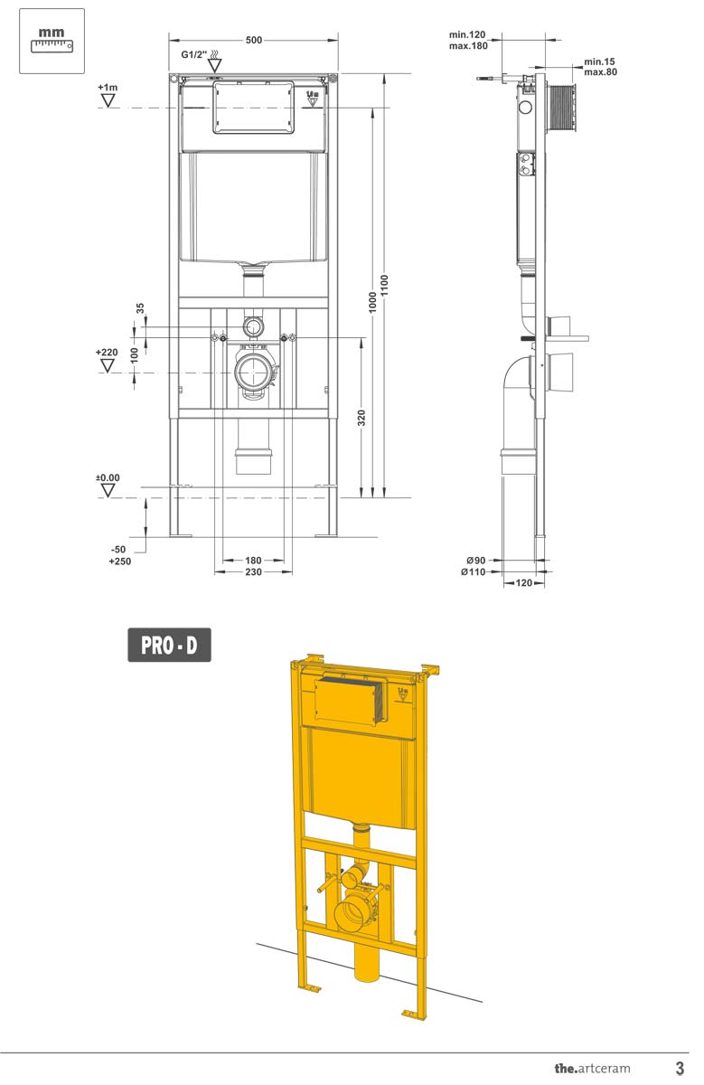 Инсталляция Artceram с унитазом Ten 700.101.01 схема 2