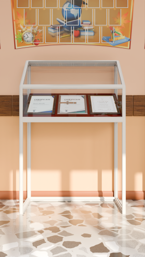 Витрина музейная наклонная 850х400х1300 мм