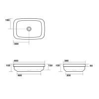 Накладная раковина Kerasan Tribeca 5143 подходит для встройки 60x38 схема 2