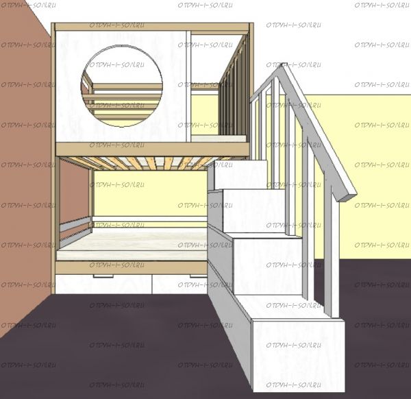 Кровать двухъярусная Домик Corner style Sky №3, Массив