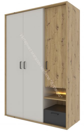 Шкаф ШК-130 KUBO Артизан/Чёрный/Серый