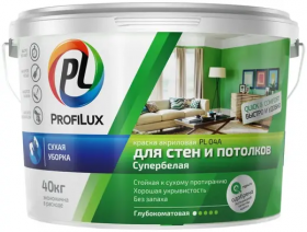 Краска для Стен и Потолков ВД ProfiLux PL- 04А 40кг Супербелая, Акриловая.