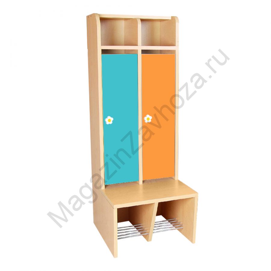 ШКАФ ДЕТСКИЙ ШНД-49 (ЛДСП) 2 ЯЧЕЙКИ СО СКАМЬЁЙ И МЕТАЛ.ПОЛКОЙ ДЛЯ ОБУВИ