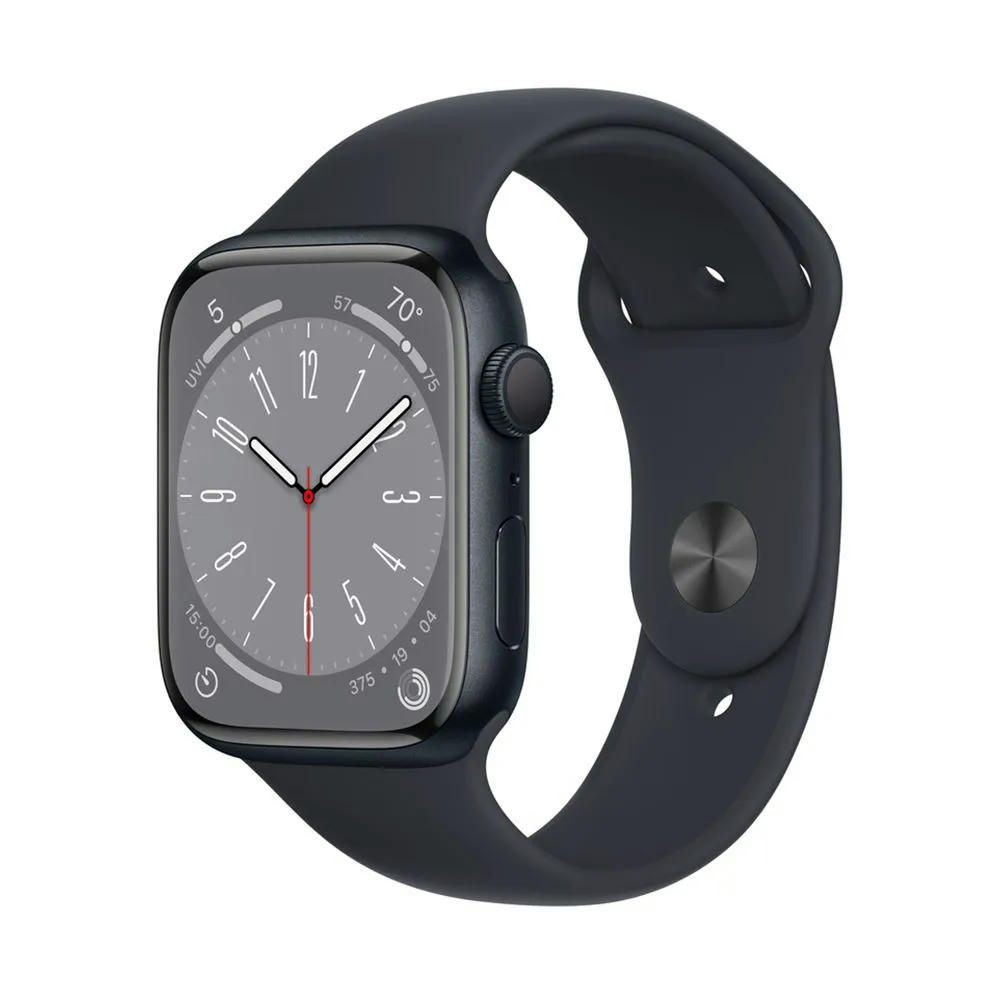 Apple Watch Series 8 45mm (GPS) Midnight Aluminum Case with Midnight Sport Band (S/M) (MNUJ3)