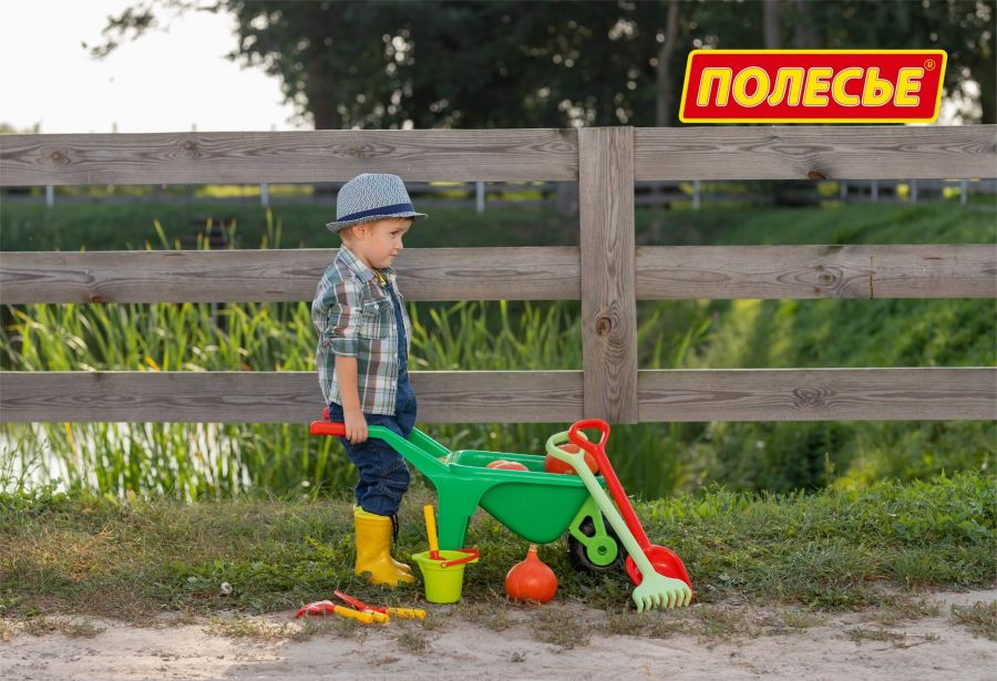 Набор №454: тачка "Садовод" №2, ведро малое с носиком, лопата большая, грабли большие, совок №29, грабельки №25, секатор