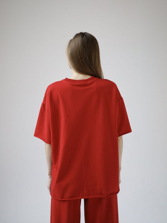 Футболка оверсайз красная