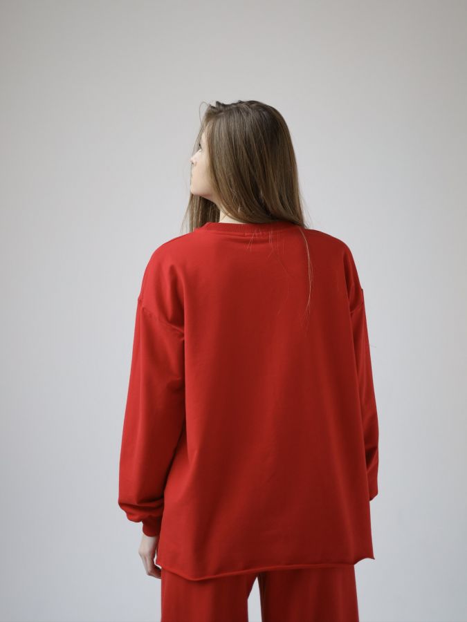 Кофта с длинным рукавом красная
