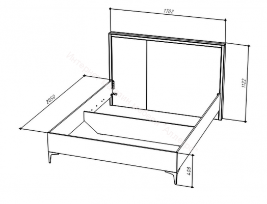 Кровать 160х200 НОРДИК Холодный серый/Дуб Артизан
