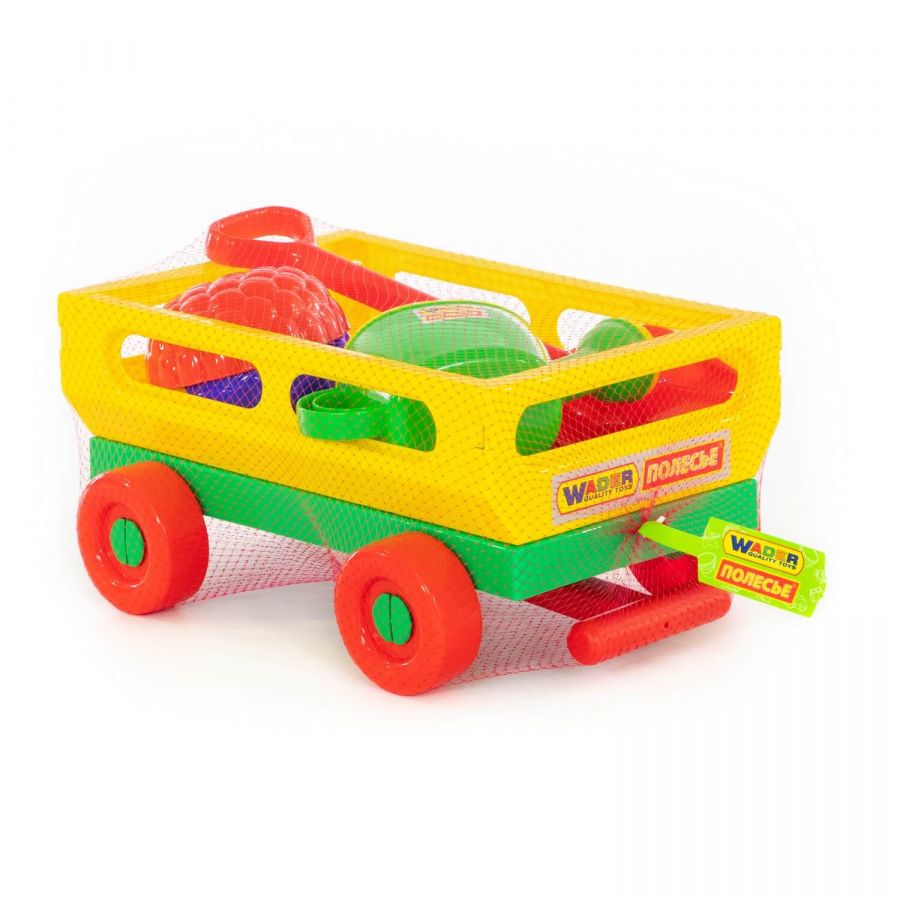 Набор №483: тележка с ручкой №2, лопата средняя, формочки "Фрукты" большие 4 шт, лейка №8