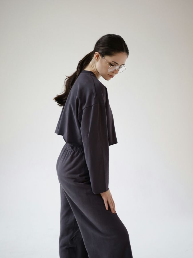 Кофта укороченная графит