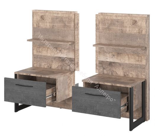 Тумбы прикроватные комплект (N) HUGO Дуб Гранж/Железный камень