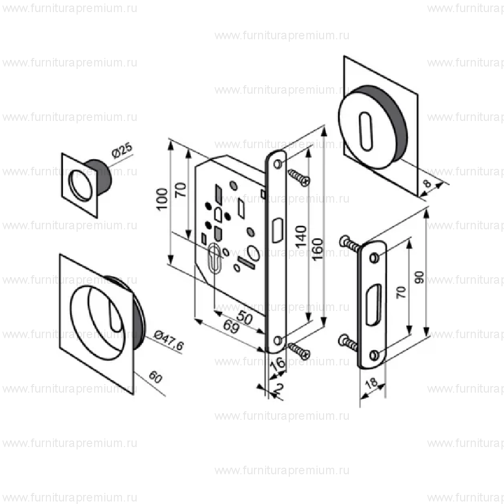 Комплект для раздвижных дверей Morelli MHS-2 L