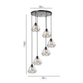 Светильник-каскад "Адри" 6хЕ27 40Вт черный 50х50х230 см