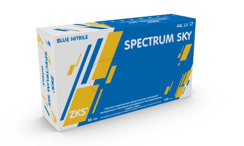 Перчатки ZKS™ нитриловые "Spectrum Sky" голубые (50/500)
