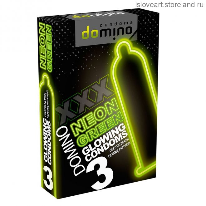 ПРЕЗЕРВАТИВЫ DOMINO NEON GREEN светящиеся 3штуки