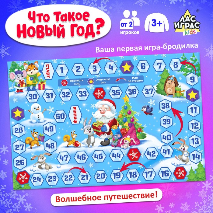 Новогодняя настольная игра «Что такое Новый год?», от 2 игроков, 3+