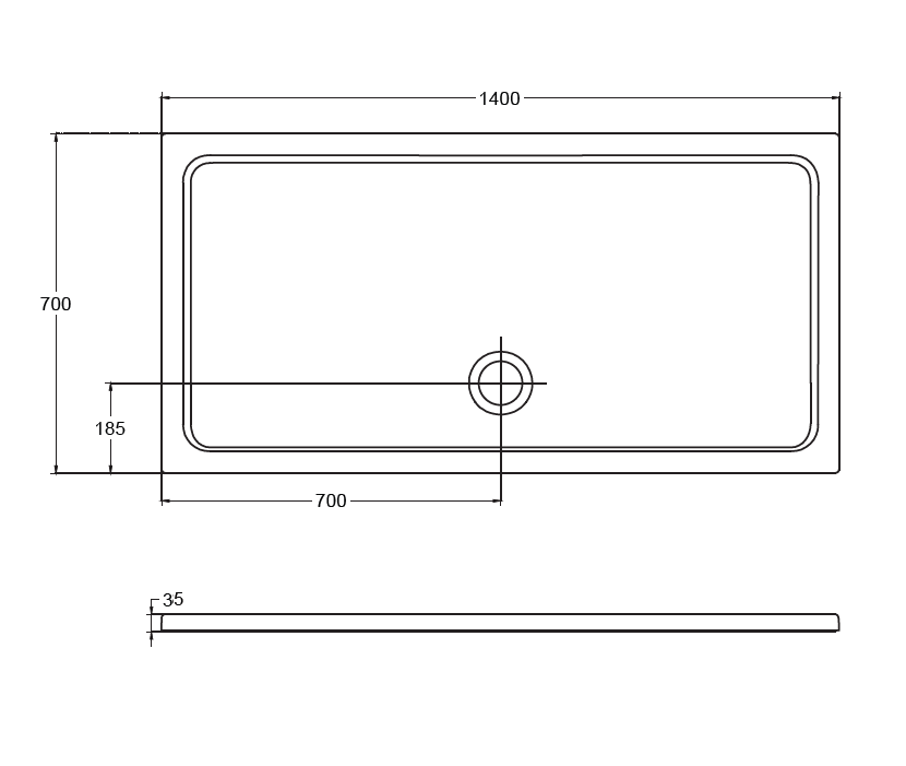 Прямоугольный душевой поддон Isvea Flat 140х70 10DT97578-42 схема 2