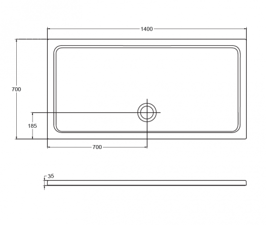 Прямоугольный душевой поддон Isvea Flat 140х70 10DT97578-42 схема 2