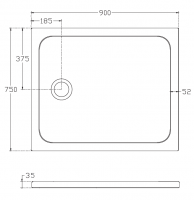 Прямоугольный душевой поддон Isvea Flat 90х75 10DT97366-42 схема 2