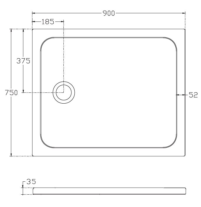 Прямоугольный душевой поддон Isvea Flat 90х75 10DT97366-42 схема 2