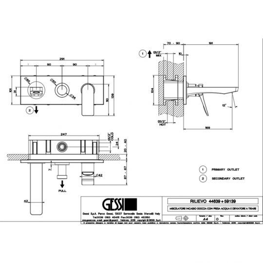 Смеситель для ванны Gessi Rilievo 59139 схема 14