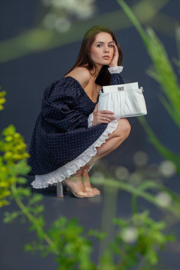 Платье Babydoll в горошек с кружевом