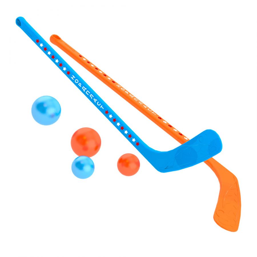 Набор "Хоккейный клуб  НОРДПЛАСТ" (на траве: 1 клюшка + 4 шарика)