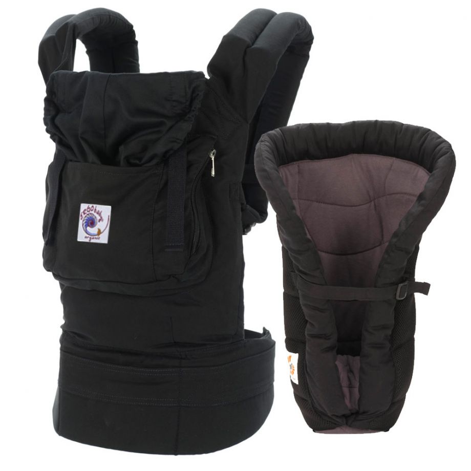 Комплект эргорюкзак+вставка Bundle of Joy Ergobaby Carrier Organic Black +Infant Insert Heart2Heart