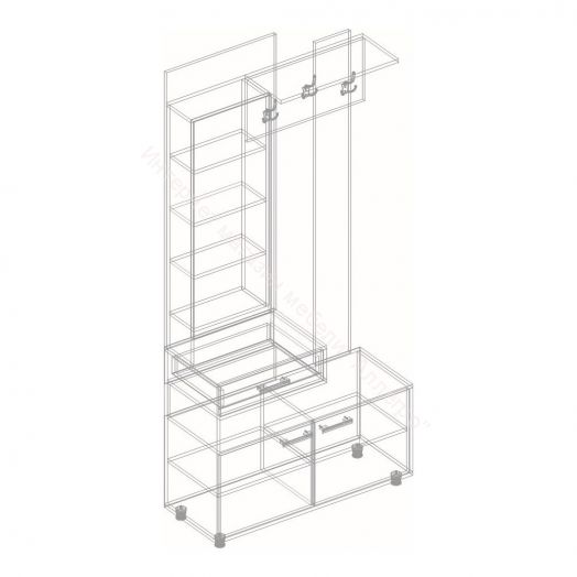 Вешалка с зеркалом "Граф" (левое исполнение) Тёмно серый/Дуб золотистый