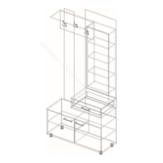 Вешалка с зеркалом "Граф" (правое исполнение) Тёмно серый/Дуб золотистый