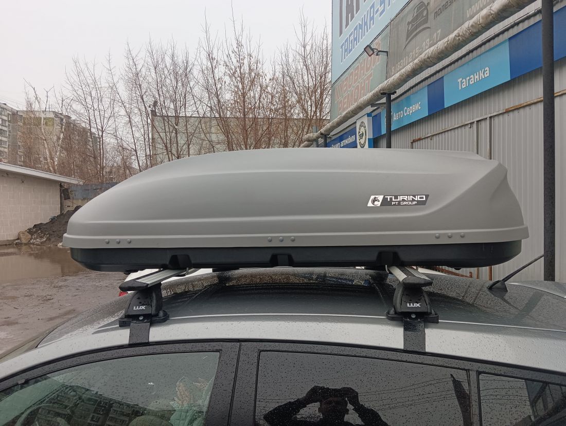 Бокс "Turino-1" 410L, 175х79х45см, "УСИЛЕННОЕ ДНО" (белый, чёрный, серый)