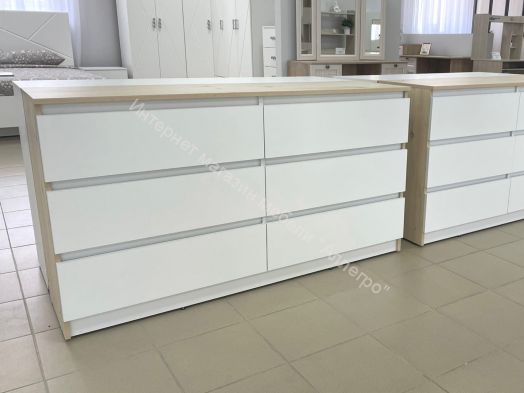 Комод с 6 ящиками 1200 мм Белый лофт/Гаскон пайн