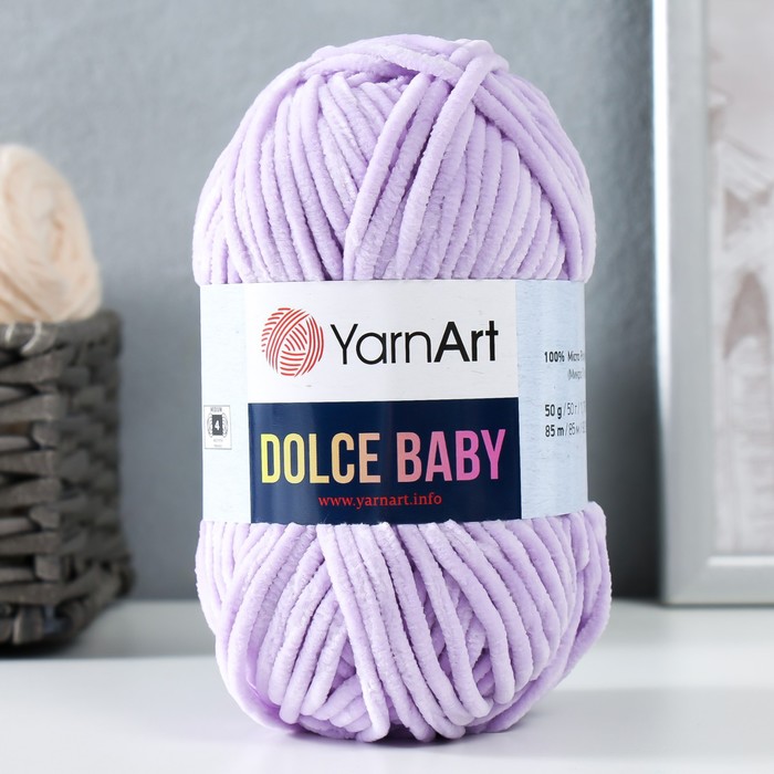 Плюшевая пряжа для вязания спицами, крючком YarnArt, Dolce Baby, 100% микрополиэстер, 85 м/50 г, (744 астра)